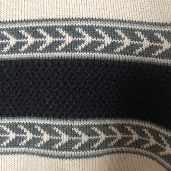 Eddie Bauer Knit Sweater Crewneck Size XL White Textured Chest Black Stripe - Picture 5 of 10